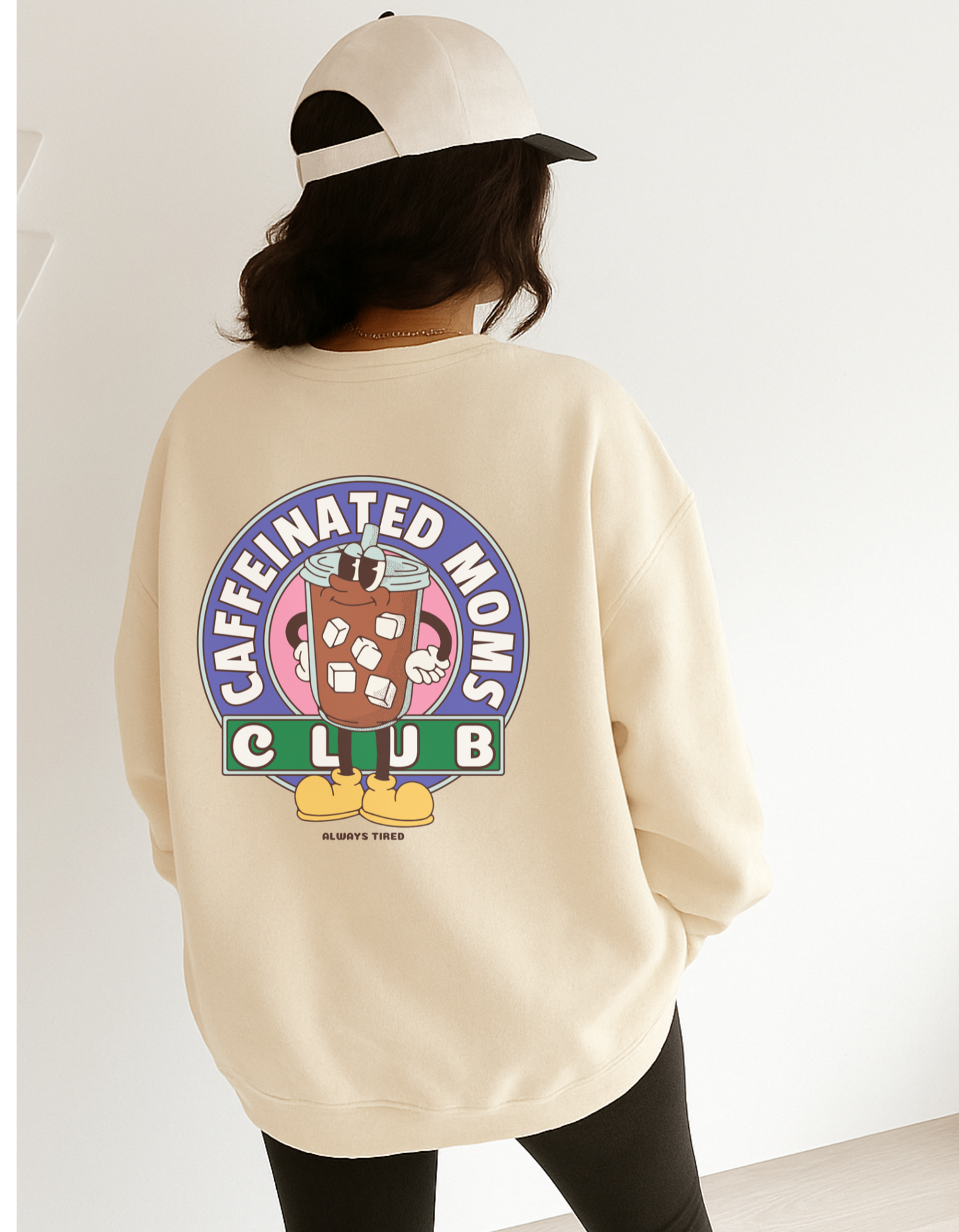 Caffeinated Moms Club Iced Coffee • Sand • Crewneck