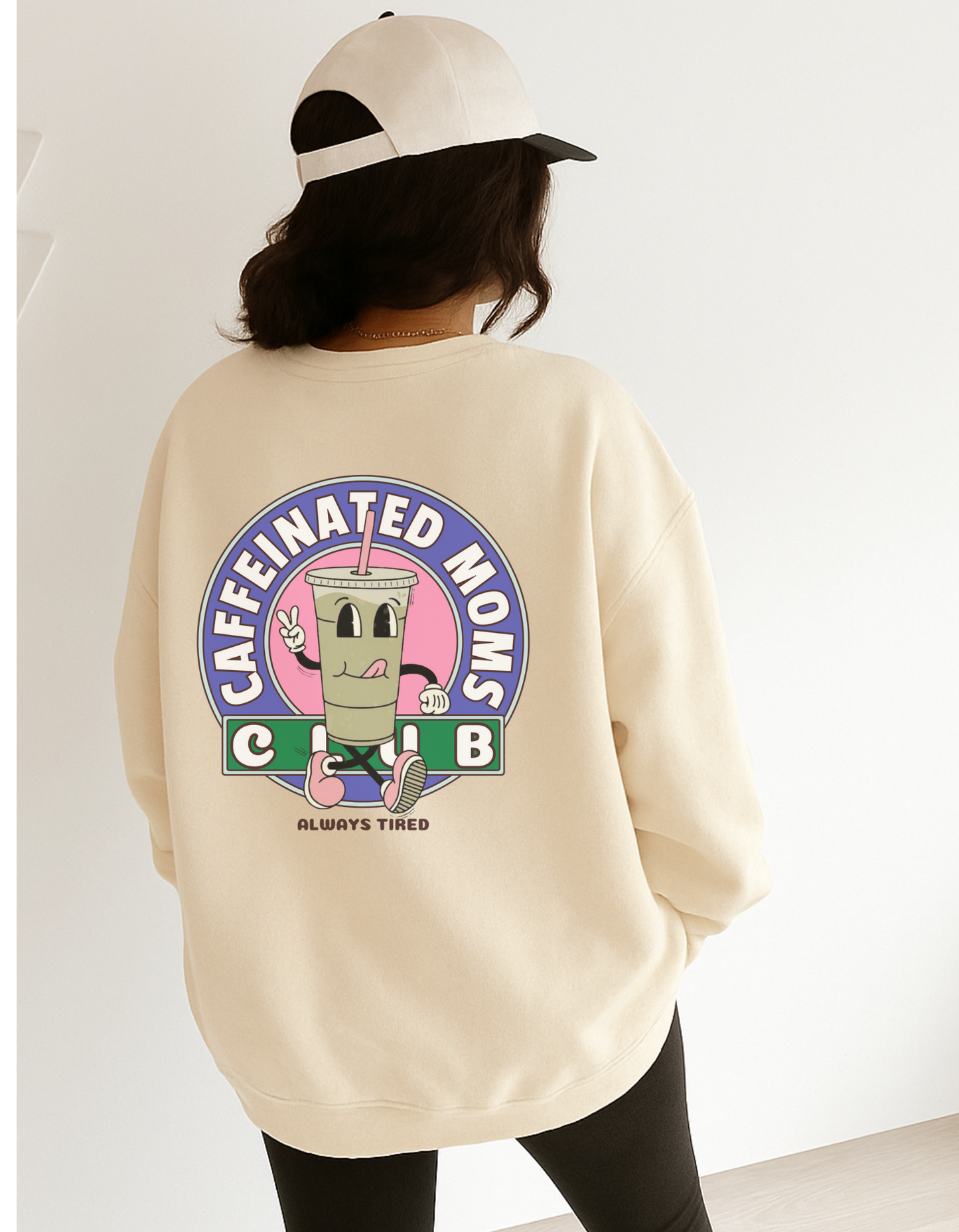 Caffeinated Moms Club Iced Matcha • Sand • Crewneck