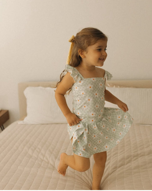 2T Green Two Piece Skirt & Ruffle Tank