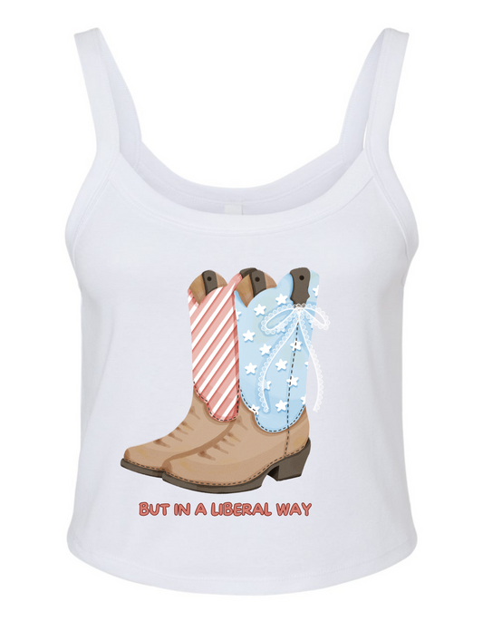 Cowboy Boots BIALW • White Crop Tank