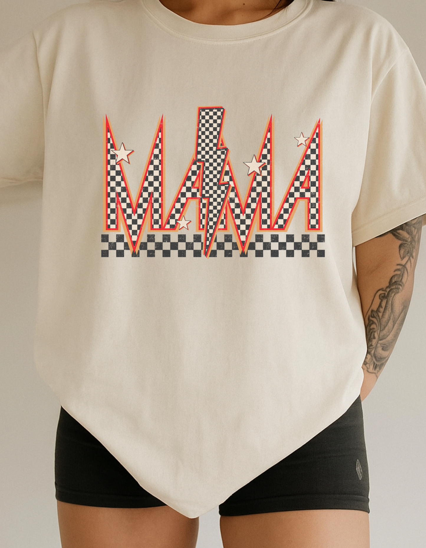 Mama Checkered Bolt • Cream