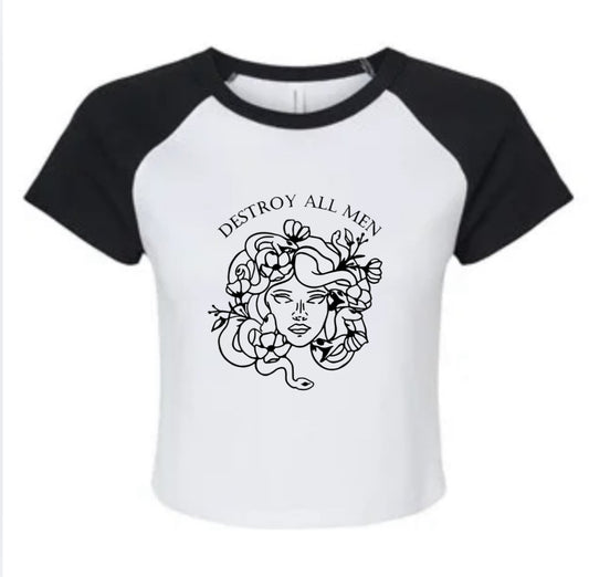 Medusa Destroy Men • Raglan Baby Tee•Black