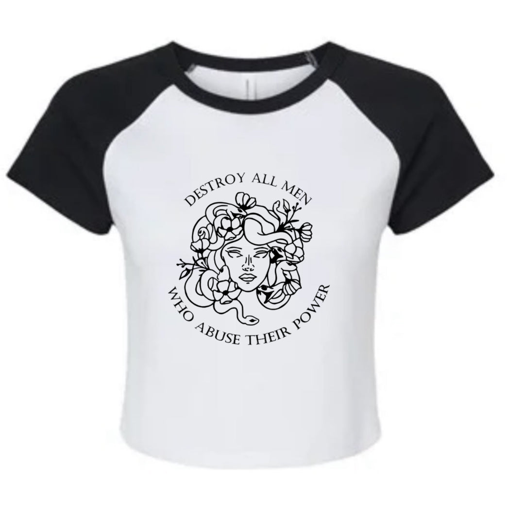 Medusa Abuse Of Power • Raglan Baby Tee•Black