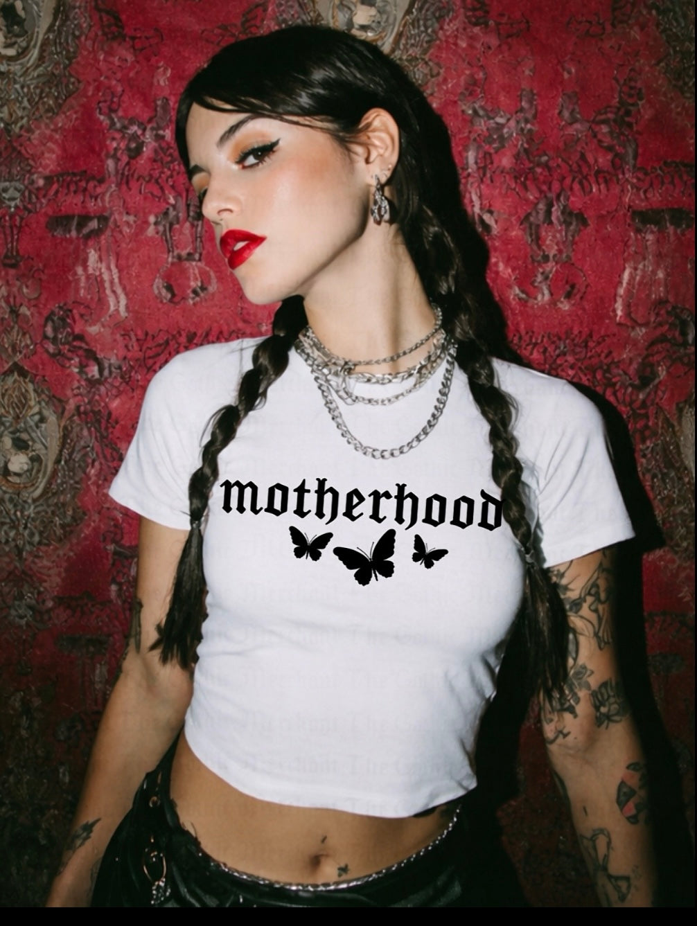 Ain’t No Hood Like Motherhood • Cropped Baby Tee• White