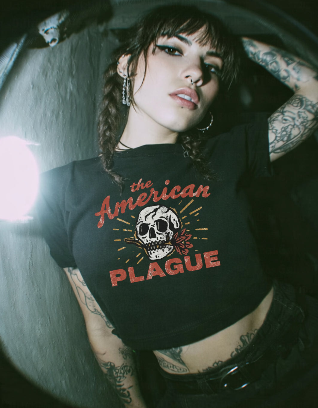 American Plague • Cropped Baby Tee•Black