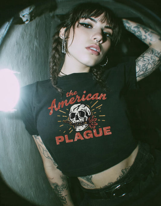 American Plague • Cropped Baby Tee•Black