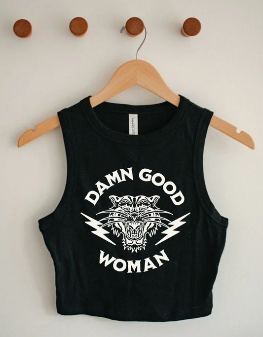 Damn Good Women • Cropped Tank Top• Black
