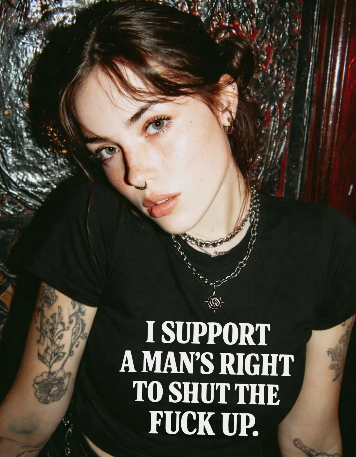 MEN STFU • Cropped Baby Tee•Black