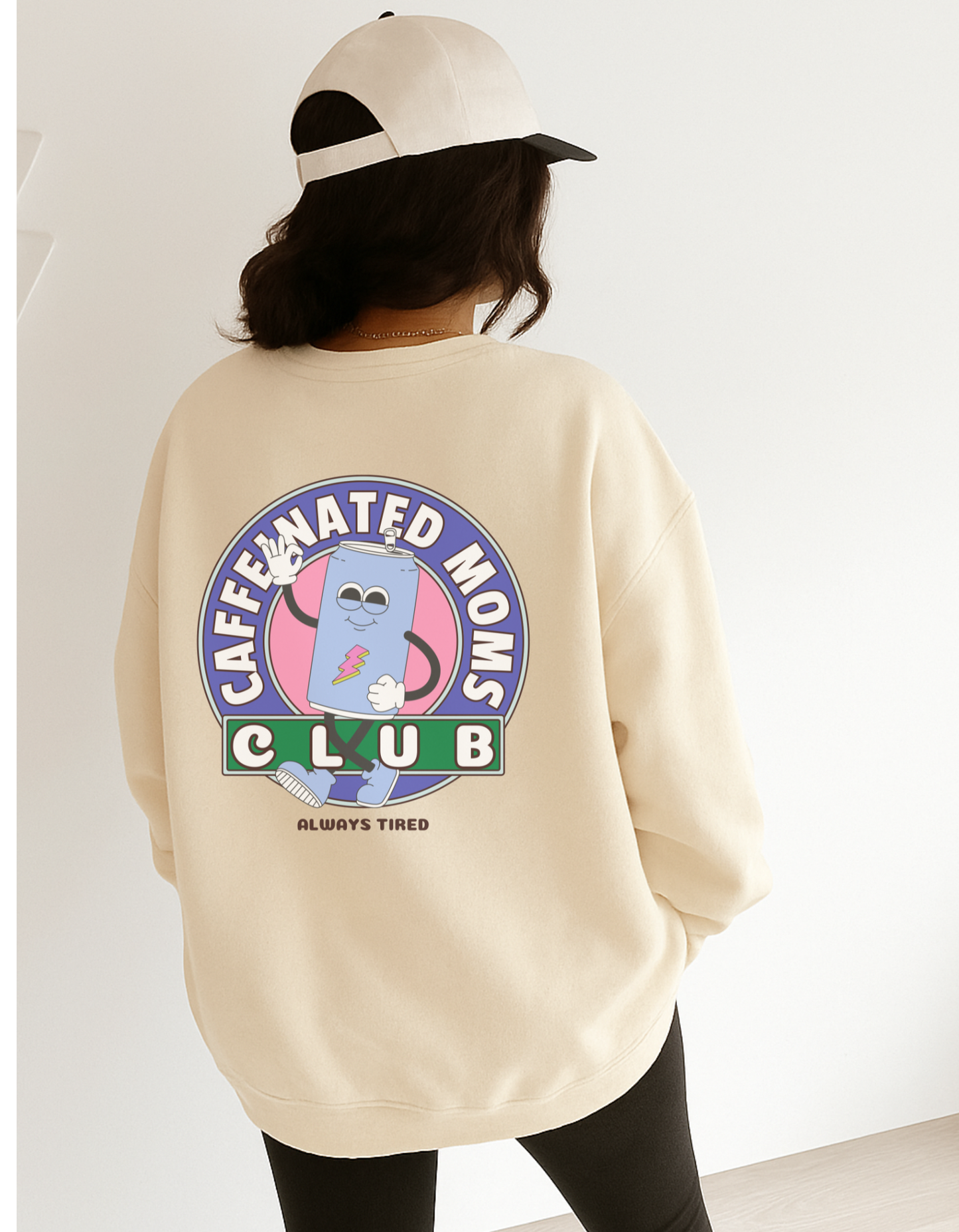 Caffeinated Moms Club Energy Drink • Sand • Crewneck